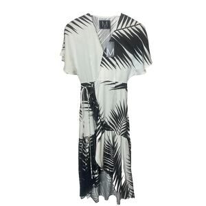 MakanaxMakana Hawaii Floral Wrap Midi Ruffle Dress Women’s Sz Small White Black